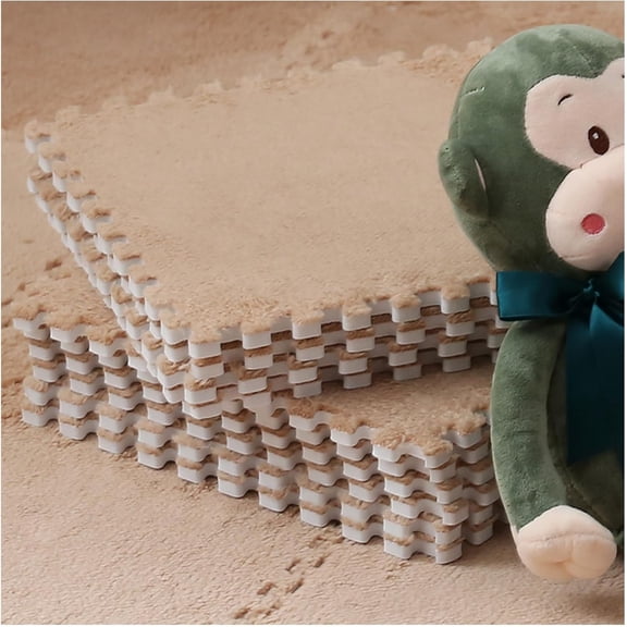 Milk Velvet Patchwork Rugs, Plush Puzzle Foam Floor Mat, Plush Interlocking Carpet Tiles, Anti-Slip Rug Puzzle Mats for Floor