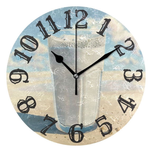 Milk Wall Clock 10 inch Non-Ticking Easy to Read Decorative Clocks for Home Bedroom Living Room
