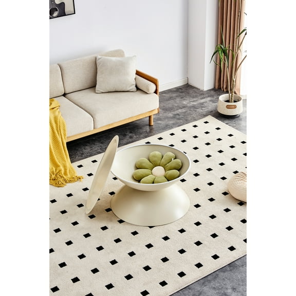 Milk White Coffee Tables With Pet- Feature And Marble-like Finish & Side Movable Storage Top, Metal Frame, Stylish For Living Room