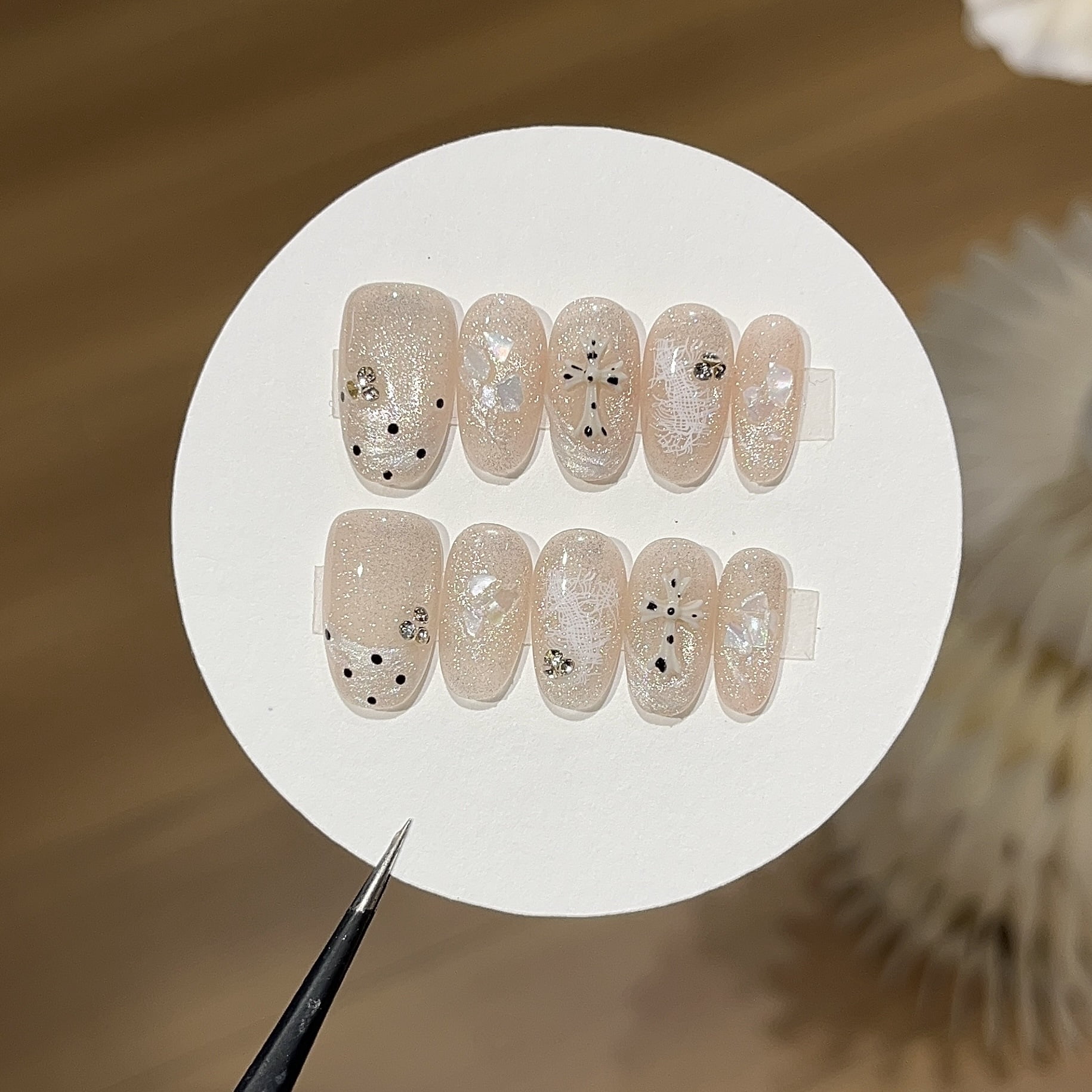 [Milk White Lace] Light Luxury Thousand Gold Explosive Flash Milk White ...