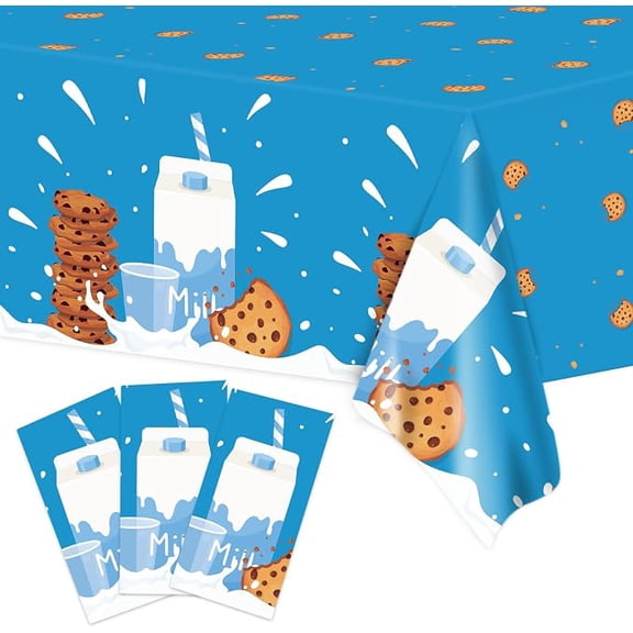 Milk and Cookies Party Tablecloths 3 Piece 54 x 108 Inches