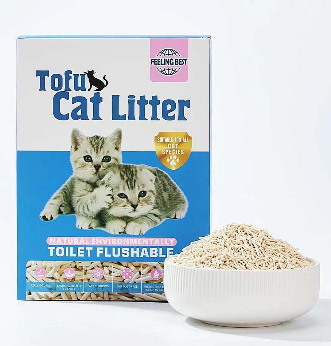 Milk fragrant tofu cat litter 1 pack 5.6LB, Pet Cat Toilet Accessories, Natural Dust Control And Odor Control Cat Litter Ultra Absorbent Flushable Tofu Cat Litter