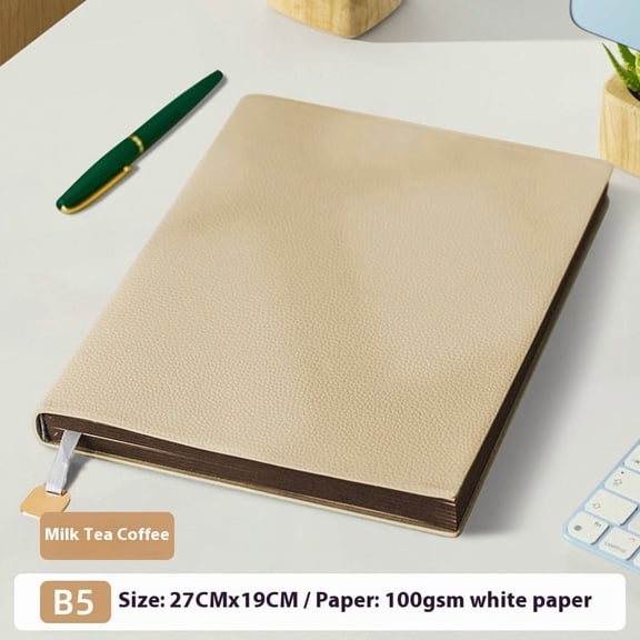 Milk tea coffee color Lined Leather Journal for Men - 100 GSM Thick Paper - B5 Hardcover Notebook for Work - Ideal for Writing, Journaling, and Note-Taking