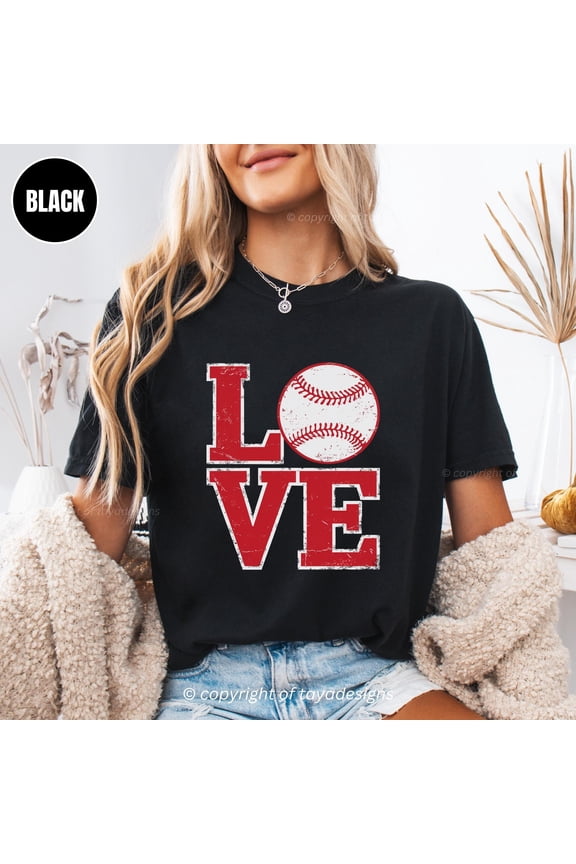 Baseball LOVE Valentine T-shirt | Vintage Sports Graphic, Distressed Red Letters