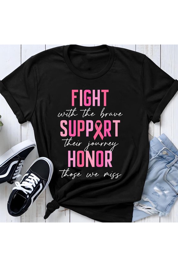 Breast Cancer Support Shirt, Pink Ribbon Awareness Tee, Team Pink Support, October Walk Outfit, Survivor Gift, Matching Family,Support Squad