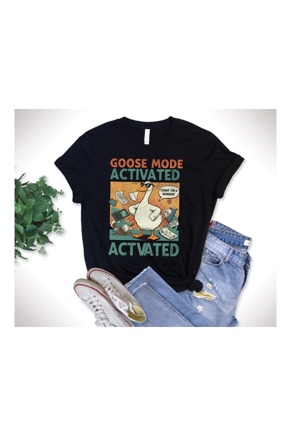 Funny Goose T-Shirt - Today I'm a Serious Goose - Animal Meme Tee, Sarcastic Bird T-Shirt, Honk Humor T-Shirt for Goose Lovers