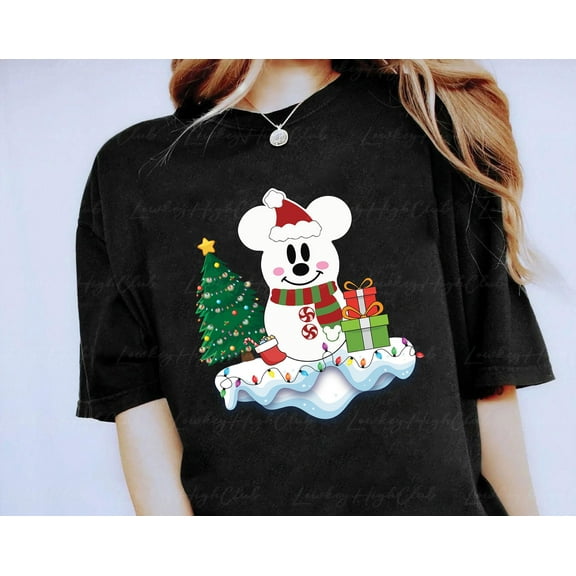 MilkCho Mickey Snowman Christmas Party T-Shirt, Winter Season Mickey Team T-Shirt, Winter Vibes Family Matching, Christmas Besties Trip T-Shirt