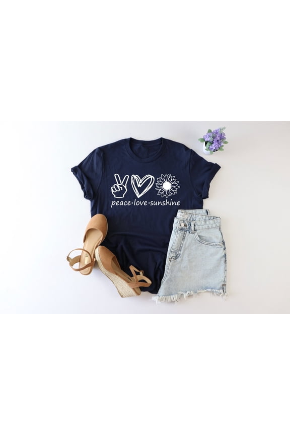 Peace Love Sunshine Shirt, Inspirational Shirt, Summer Shirt, Peace Sign Tshirt, Sunflower Shirt, Mom Tee, Summer Apparel, Peace Shirt