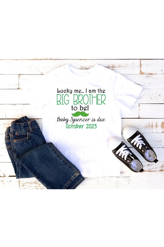 St. Patrick's Day Shirt | Big Bro Announcement | T-shirt One Piece Bodysuit | Personalized Name Date
