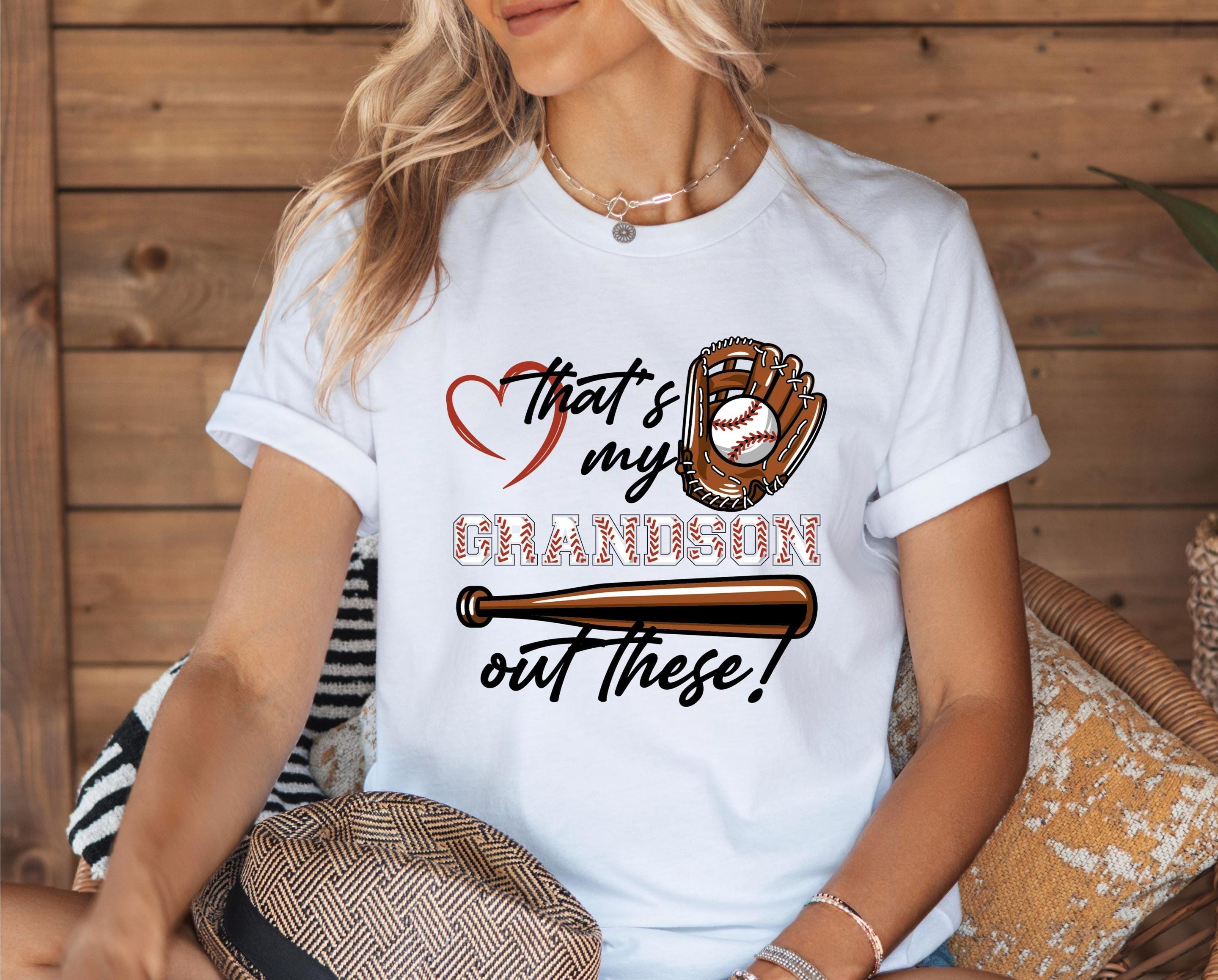 MilkCho That's My Grandson Out There Shirt, Baseball Lover Gift, Baseball Lover Shirt, Grandmother Shirt, Baseball Fan Tee, Funny Grandma Shirt