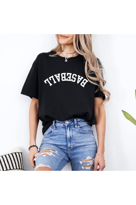 Trendy Baseball Wife Gift Baseball Tee for Baseball Mom Shirt Upside Down Custom Coach Wife Shirt Mom Gift Black