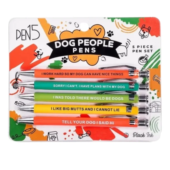 Dog People Pen Set - Funny Dog Ballpoint Pens for Dog Enthusiasts