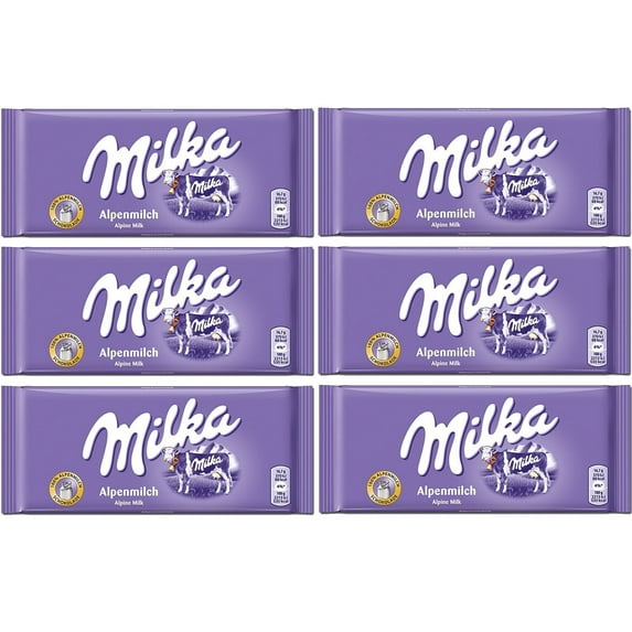 Milka Alpenmilch Alpine Milk Chocolate, 100g (Pack of 6)
