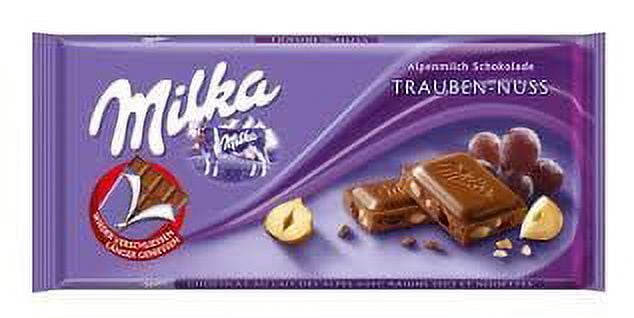 Milka Alpine Milk Chocolate with Raisins and Hazelnuts, 3.52-Ounce Bars (Pack of 10)
