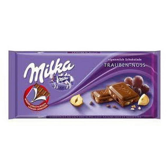 Milka Alpine Milk Chocolate with Raisins and Hazelnuts, 3.52-Ounce Bars (Pack of 10)