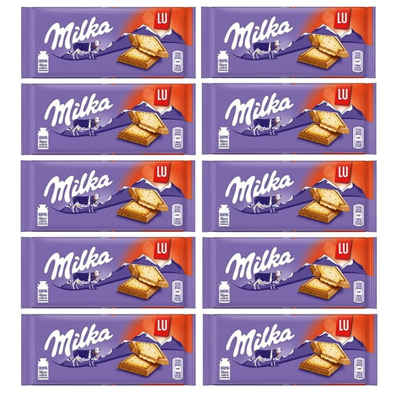 Milka LU Biscuit, Made wtih Alpine Milk Chocolate, 3.07 oz. Bars (Pack of 10)