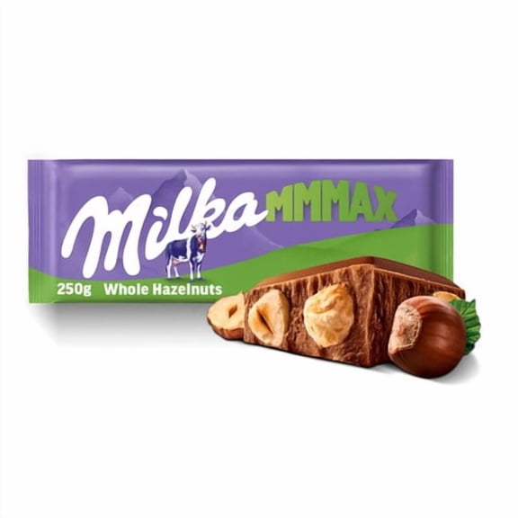 Milka Max Hazelnut Chocolate Bar 250g, British Import (Pack of 3)