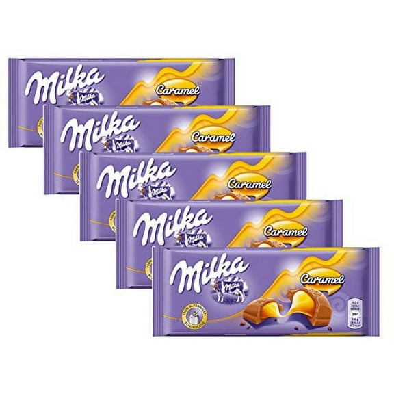 Milka Milk Chocolate with Caramel Filling, 100g (PACK OF 5)