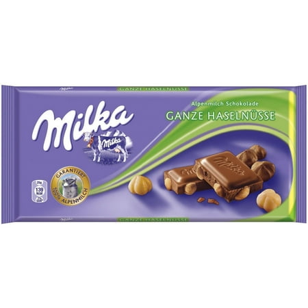 Milka Milk Chocolate with Whole Hazelnuts, 3.52-Ounce Bars (Pack of 8)