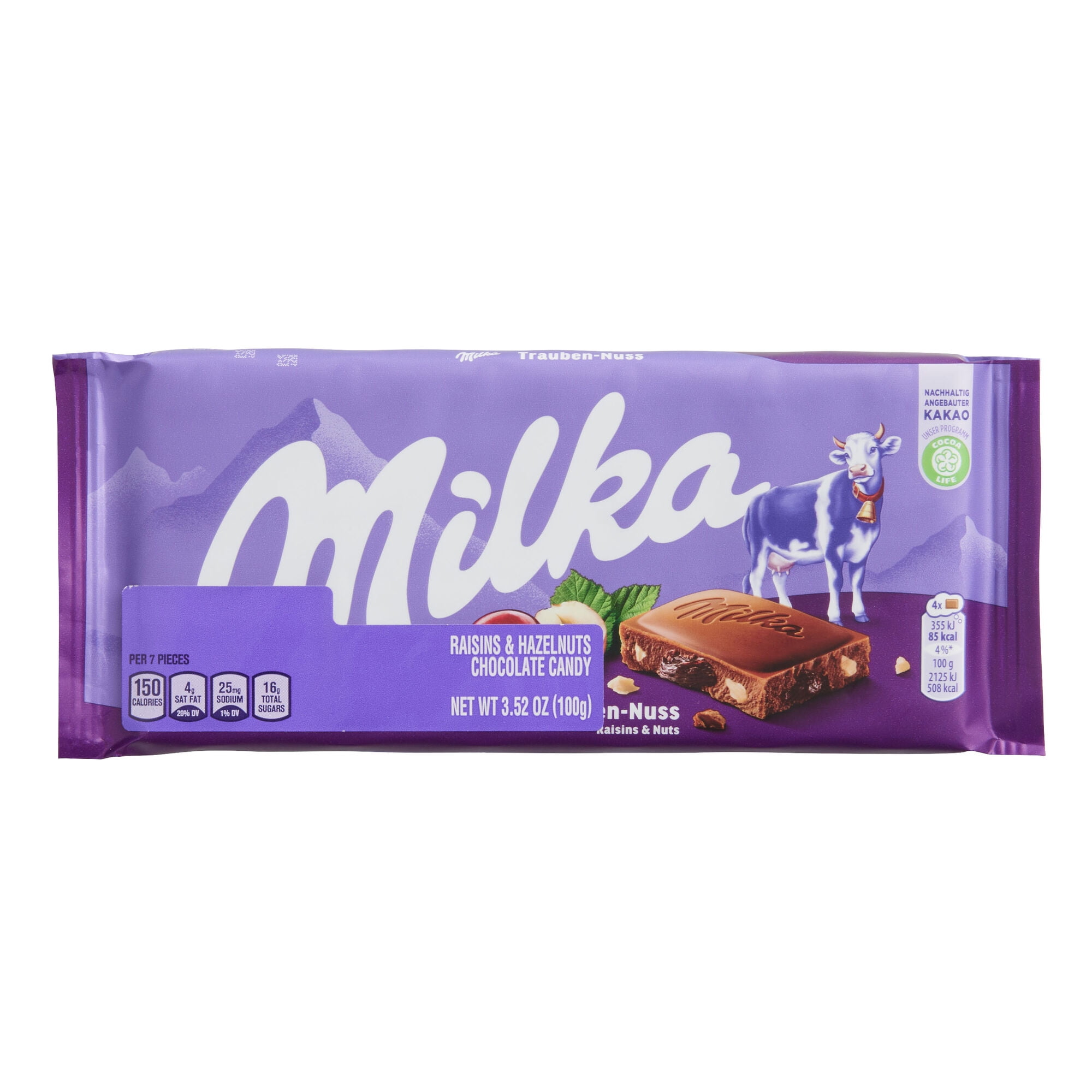 Milka Raisin And Nut Milk Chocolate Bar 3.5 oz. 2 ea Pack of 3 ...