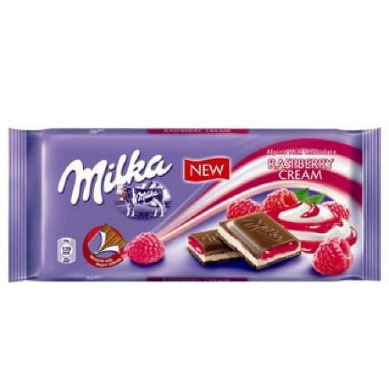 Milka Chocolate Flavored Raspberry Cream Filling Alpine Milk Bar Milka Chocolate Flavored Raspberry Cream Filling Alpine Milk Bar
