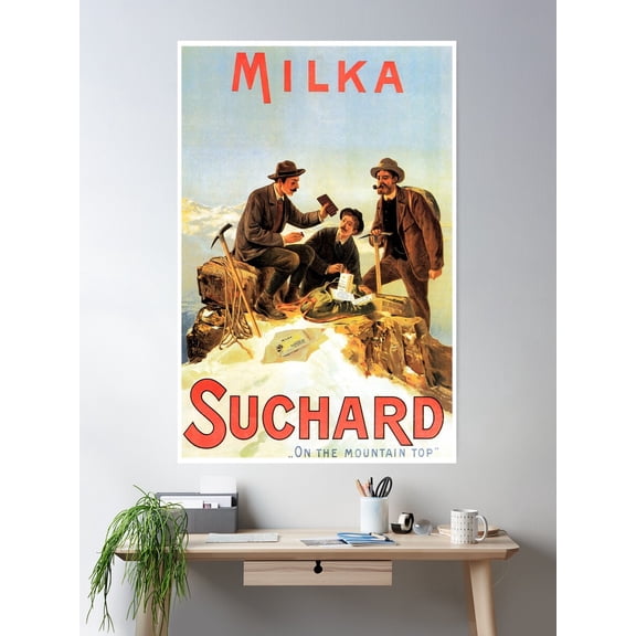 Milka Suchard Chocolates On The Mountain Top Vintage Food Advertisement Poster Wall Art, Modern Wall Decor For Living Room Bedroom, 24x36 UNFRAMED