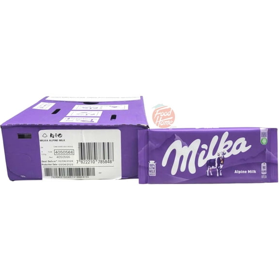 Milka alpine milk chocolate bars in wrapper, 100-gram (case of 24)
