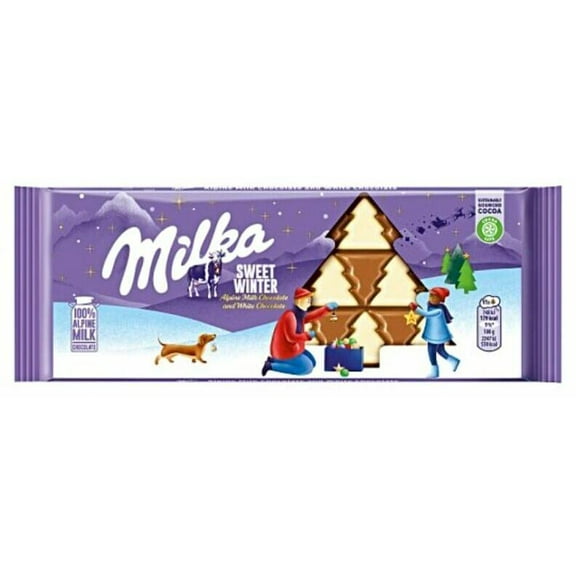Milka chocolate bar SWEET WINTER milk & white chocolate 100g/3.5 oz