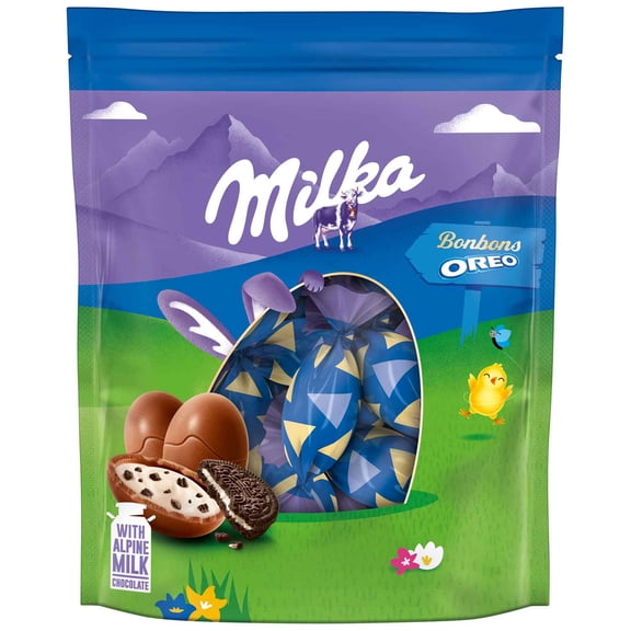 Milka chocolate eggs with Oreo pieces - 86g/3.03 oz - 1 bag-
