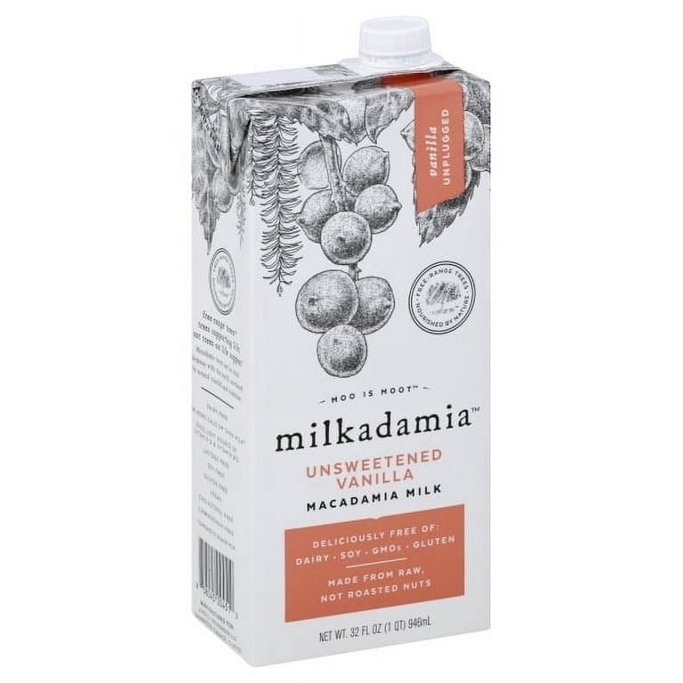 Milkadamia Unsweetened Vanilla Macadamia Milk, Non-Dairy, Vegan