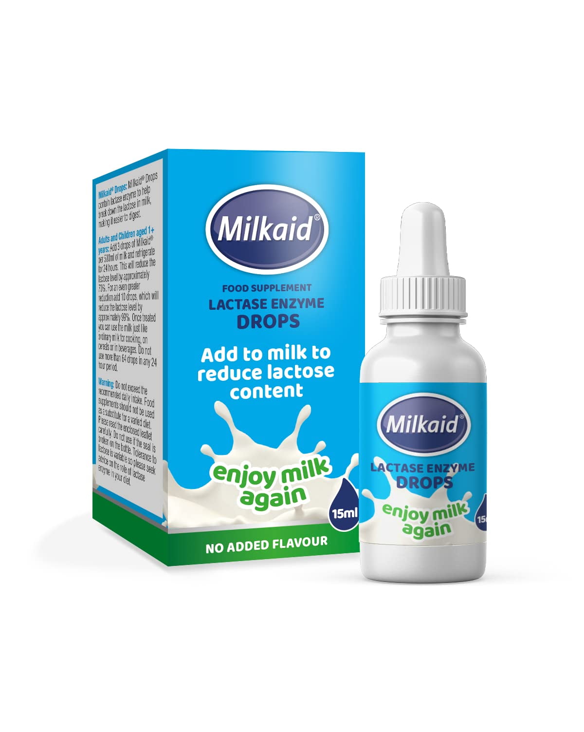 Milkaid Lactase Enzyme Drops for Lactose Intolerance Prevents Gas