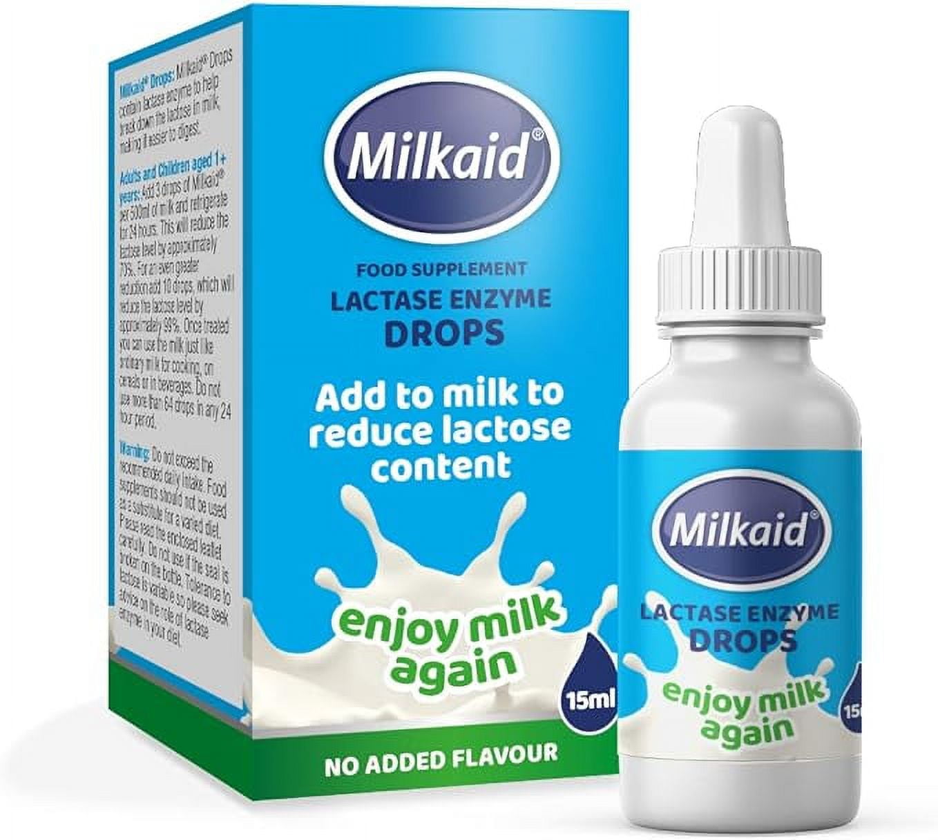 Milkaid Lactase Enzyme Drops for Lactose Intolerance Relief Prevents