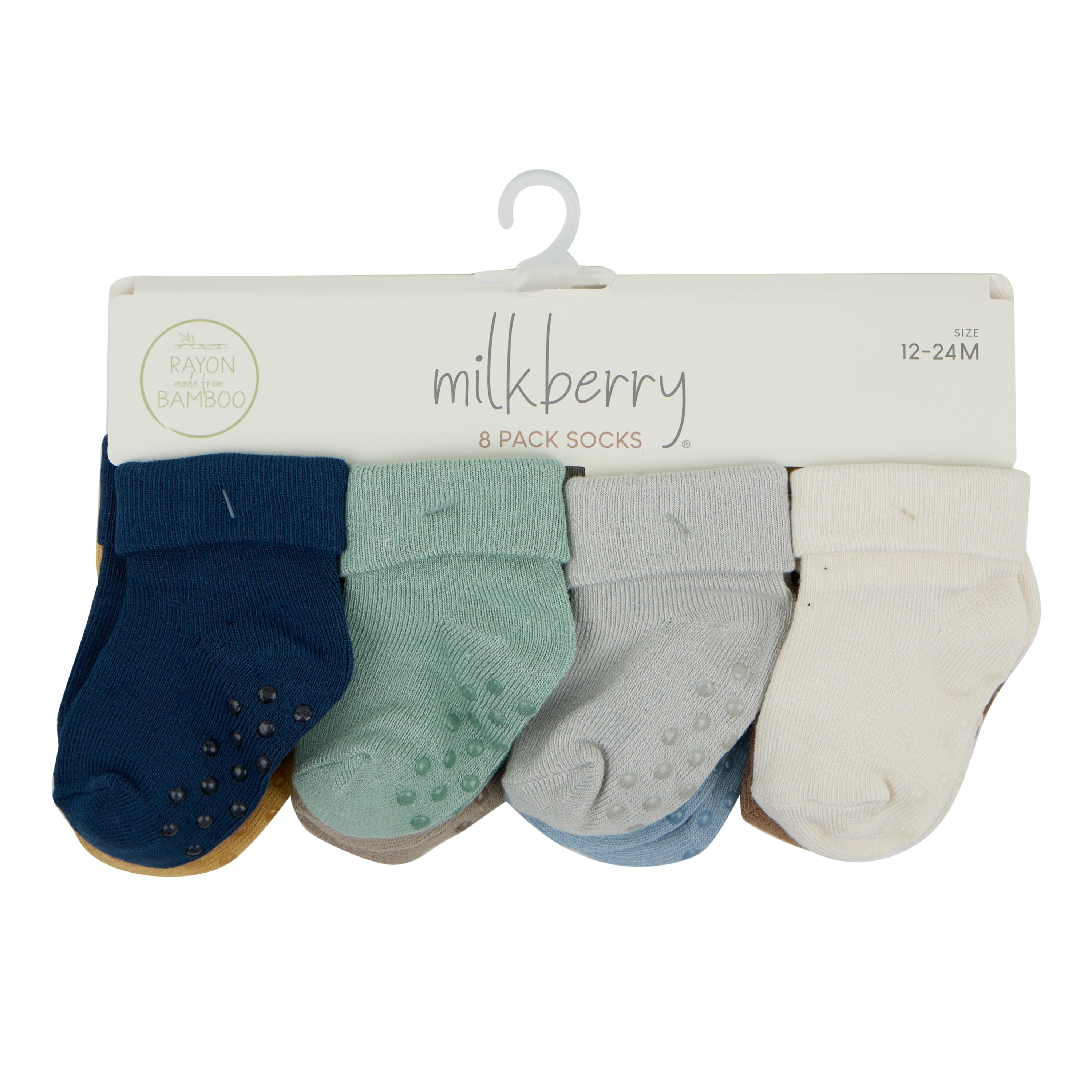 Milkberry Rayon of Bamboo Infant Socks for Baby Boy Slip Free 12
