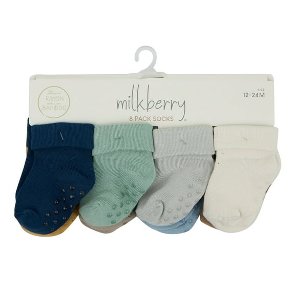 Milkberry Rayon of Bamboo Infant Socks for Baby Boy Slip Free 12-24 Months Coastal Breeze