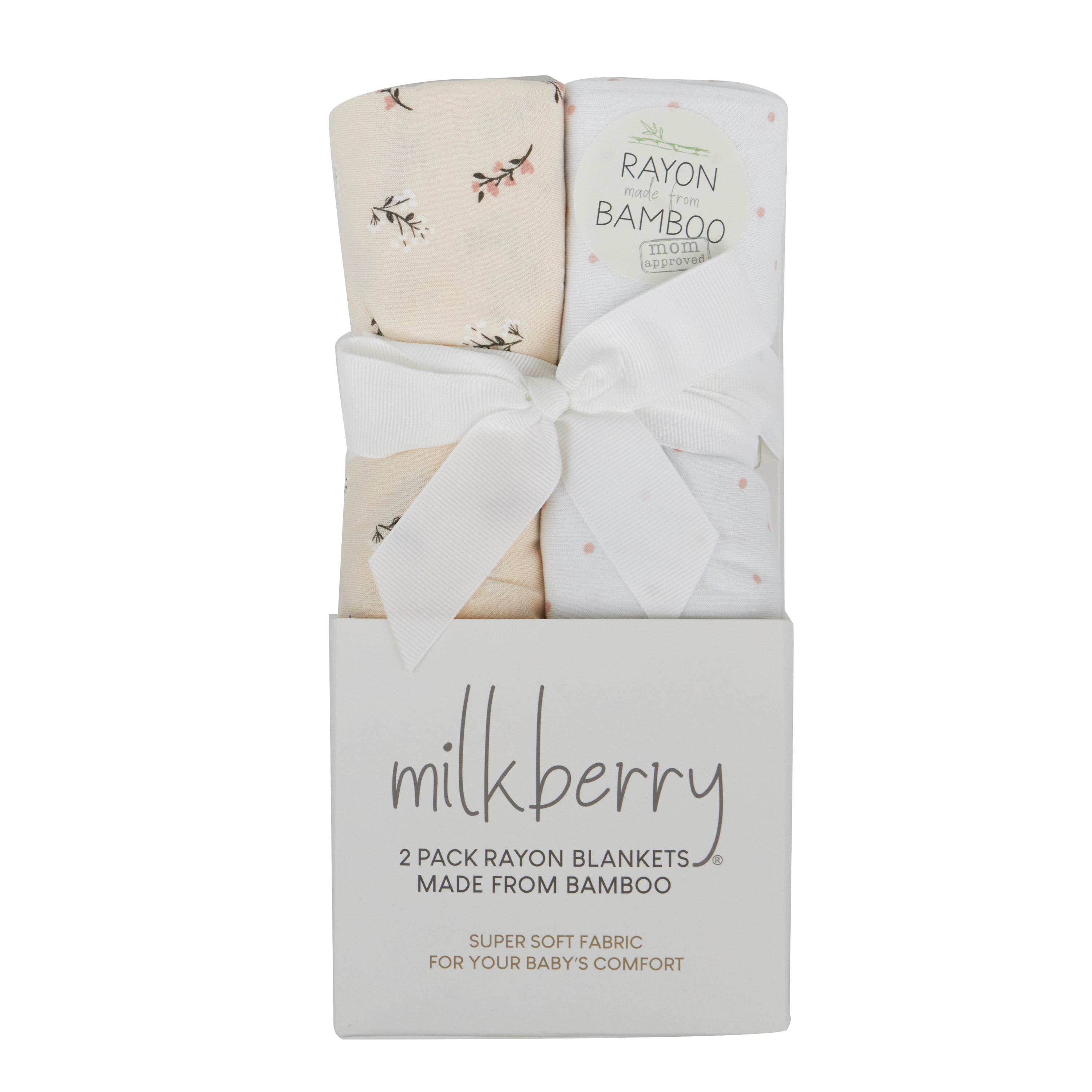 Milkberry Soft Bamboo Muslin Baby Blanket Gift Set 2 Pack Swaddle