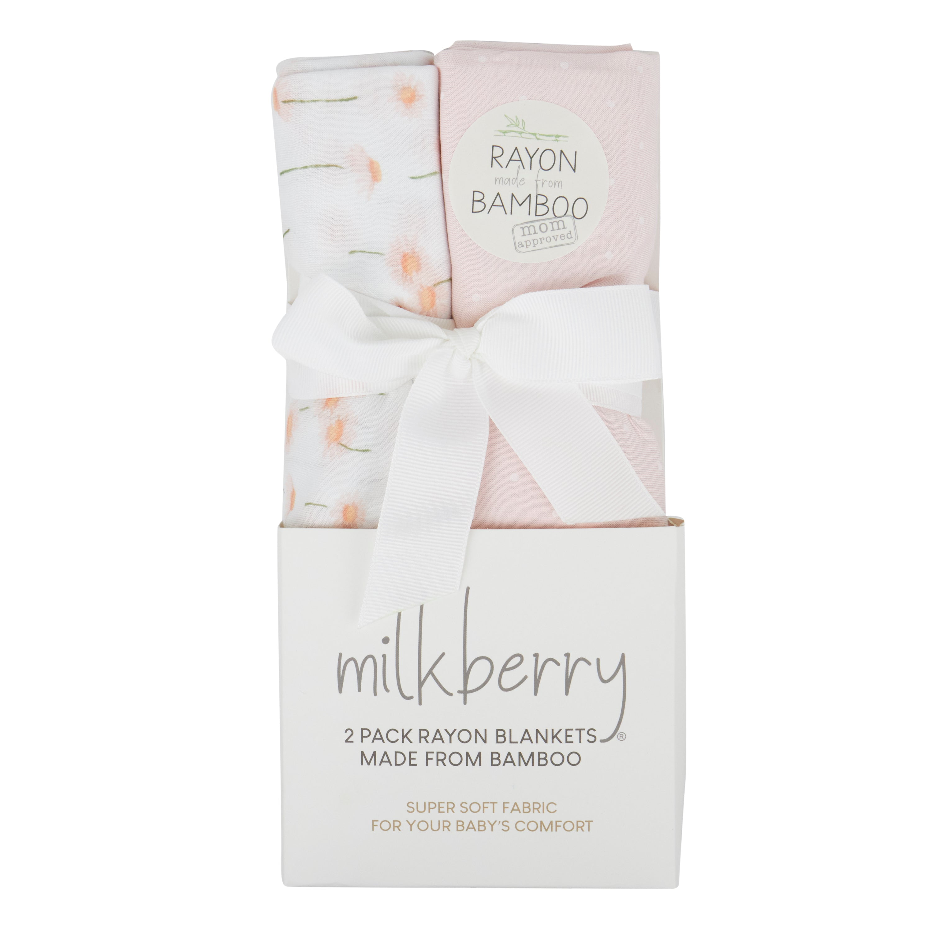 Milkberry Soft Bamboo Muslin Baby Blanket Gift Set 2 Pack Swaddle