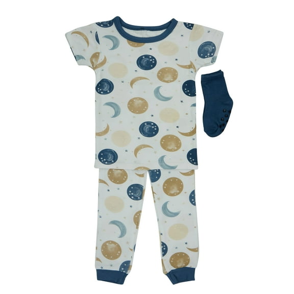 Milkberry Soft Bamboo Pajamas Infant Pajama Set Boys in Blue Moon and Stars Pattern - Size 18 Months