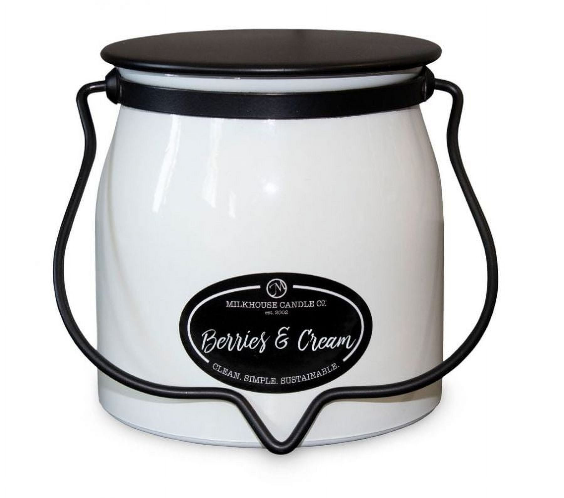 Milkhouse Candle Company, Berries & Cream, Creamery Collection, Scented Soy Candle, Butter Jar, 16oz