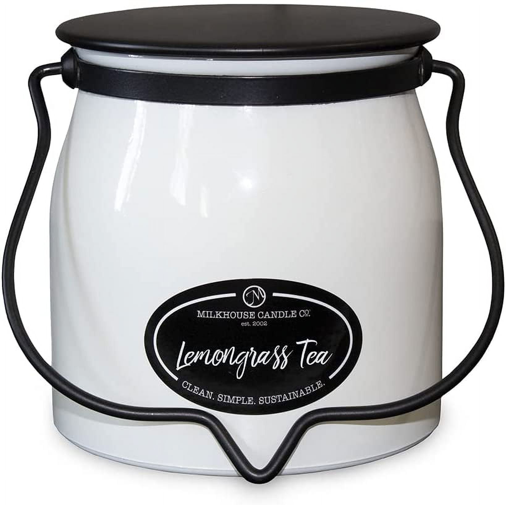 Milkhouse Candle Company Butter Jar 16 oz Lemongrass Tea