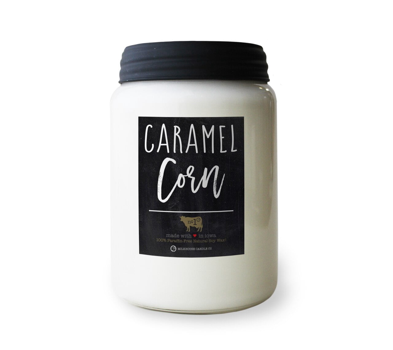 Milkhouse Candle Company, Farmhouse Collection Mason Jar Candle, 26 Ounce Apothecary Jar, Caramel Corn