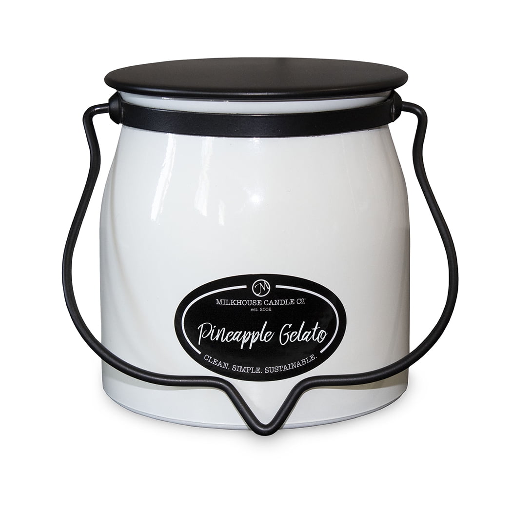 Milkhouse Candle Company, Pineapple Gelato, Creamery Collection, Scented Soy Candle, Butter Jar, 16oz