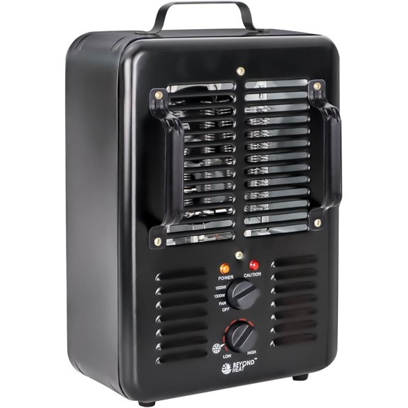 Milkhouse Space Heater, 1300W/1500W Electric Heater with Thermostat, 3 Heat Settings, Safe and Quiet for Home Garage Workshop Warehouse, Black