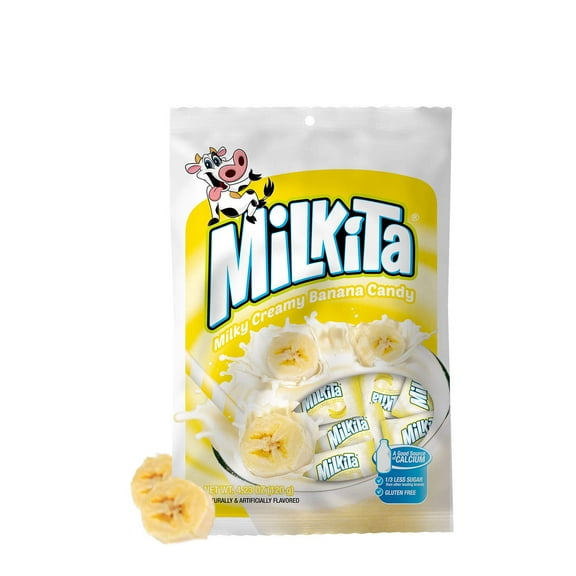 Milkita Milky Creamy Banana Candy Soft Chew Candy; Rich Source of Calcium; Pack of 4.23 OZ (120g)