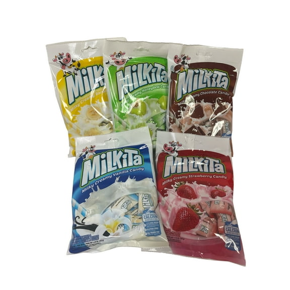 Milkita Milky Creamy Soft Chew Candy; Rich Source of Calcium; 5 Flavors Each of 4.23 OZ (120g)