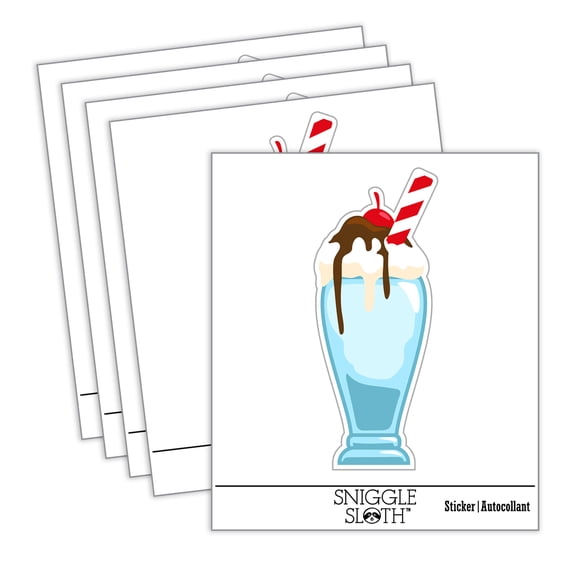 Milkshake Ice Cream Dessert Car Window Bumper Water Bottle Phone Tablet Laptop Waterproof Vinyl Decal Sticker Set 5-Pack - Gloss Finish - 4.0"