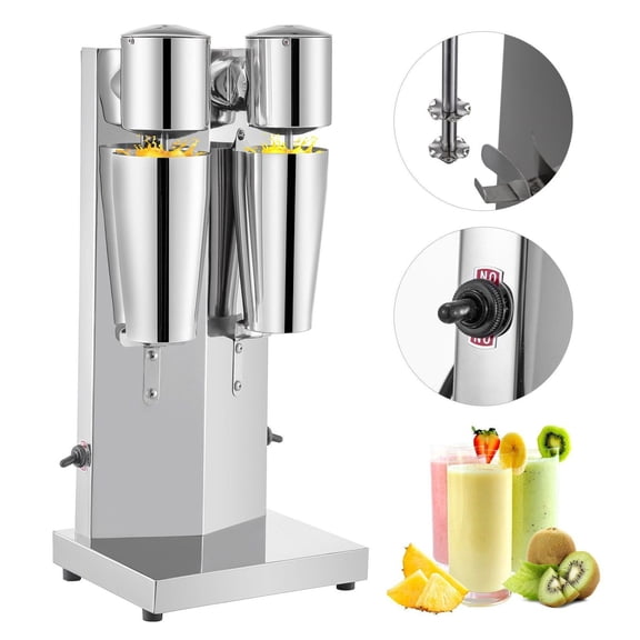 Milkshake Maker Kit, Stainless Steel Electric Milkshake Machine 180W, Double Head Mixer with 800ml Cups, 2 Speed Adjustable for Home & Commercial Use