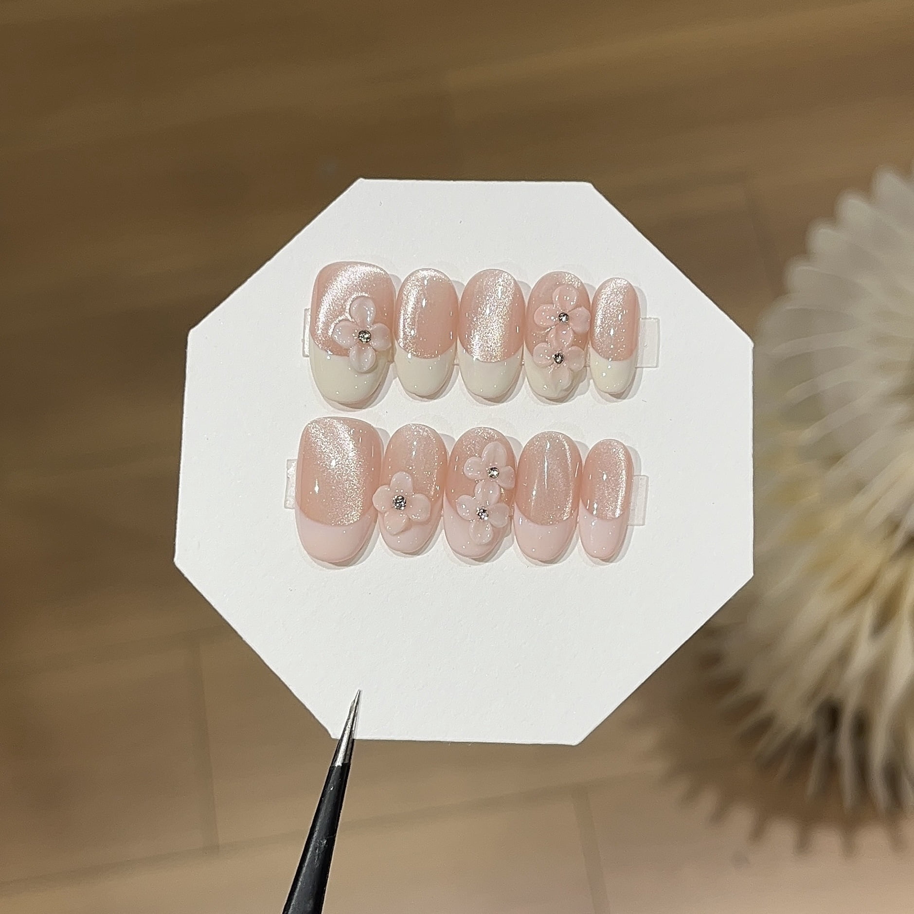 [Milkshake Peach] Delicate Pinch Pink Flower Rice White Powder French ...