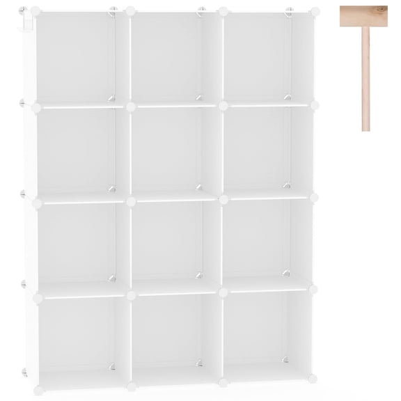 Milky 12-Cube Modular Plastic Closet Organizer Shelf Unit for Bedroom Living Room Office