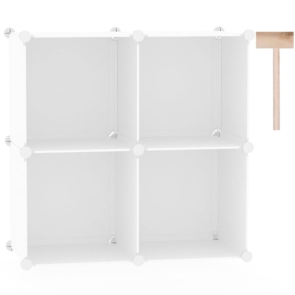 Milky 4-Cube Modular Plastic Bookcase Shelf for Bedroom Living Room Office