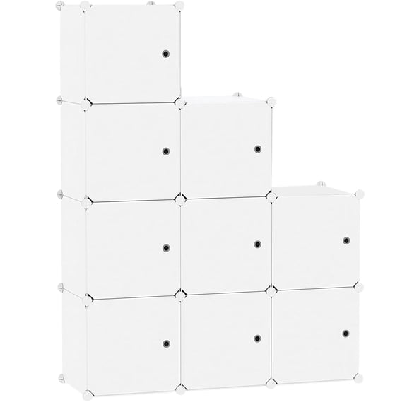 Milky 9-cube Closet Organizer Plastic Modular Bookshelf
